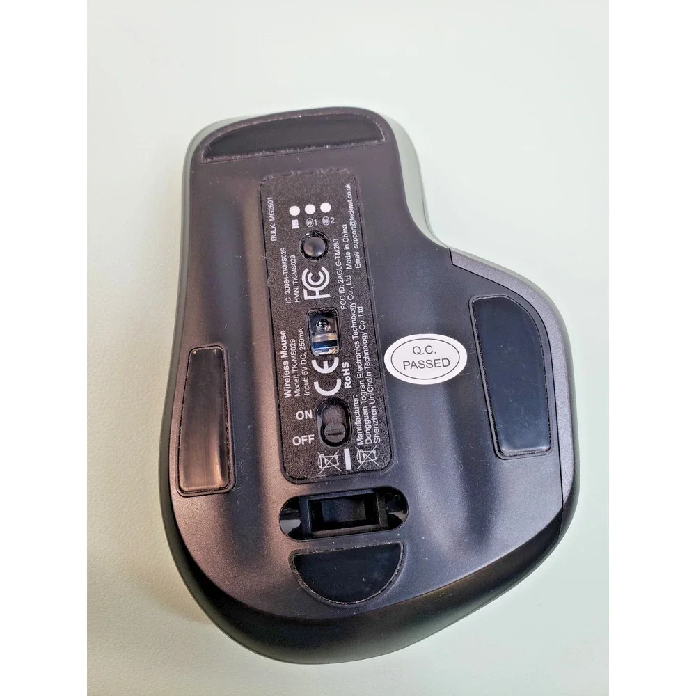 TECKNET TK-MS029 Tri-Mode Rechargeable Wireless Ergonomic Mouse (Black)